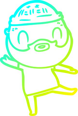 cold gradient line drawing cartoon bearded man