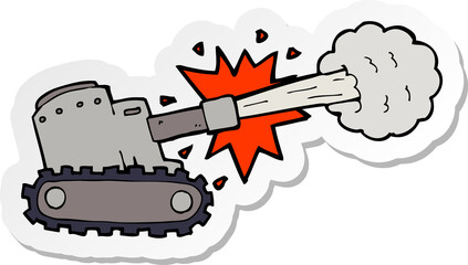 sticker of a cartoon firing tank