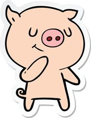 sticker of a happy cartoon pig