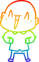 rainbow gradient line drawing happy cartoon bald man