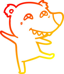 warm gradient line drawing cartoon bear dancing