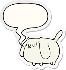 cute funny cartoon dog and speech bubble sticker