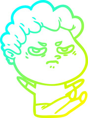 cold gradient line drawing cartoon angry man