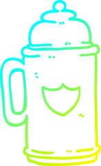 cold gradient line drawing cartoon traditional beer tankard