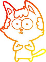 warm gradient line drawing happy cartoon cat