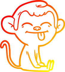 warm gradient line drawing funny cartoon monkey sitting