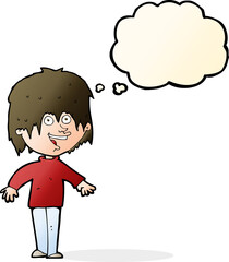 cartoon excited man with thought bubble