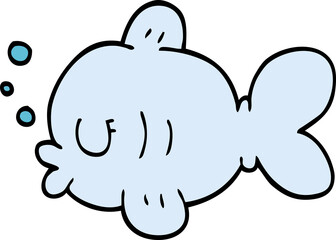 cartoon doodle fish swimming