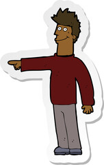 sticker of a cartoon happy pointing man