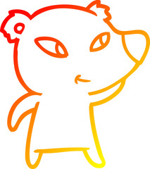 warm gradient line drawing cute cartoon bear