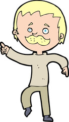 cartoon man with mustache pointing