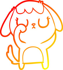warm gradient line drawing cute cartoon dog
