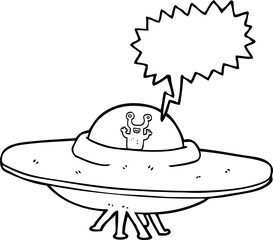 speech bubble cartoon alien spaceship