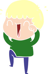 laughing flat color style cartoon man