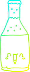 cold gradient line drawing cartoon beer bottle
