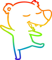 rainbow gradient line drawing cartoon bear