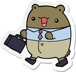 sticker of a cute cartoon business bear