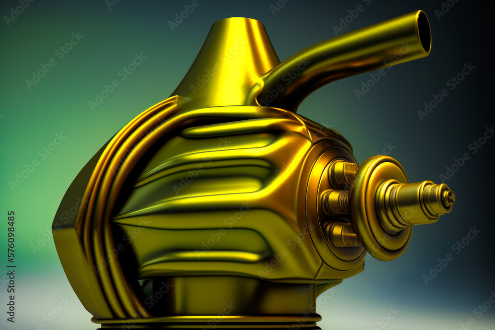 Poster gold colored object with black background generative ai
