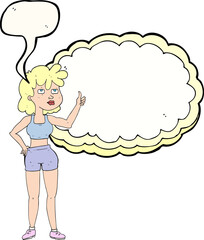 speech bubble cartoon gym woman