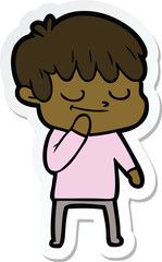 sticker of a cartoon happy boy