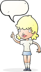 cartoon woman with idea with speech bubble