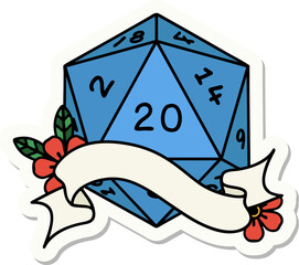 natural twenty D20 dice roll sticker