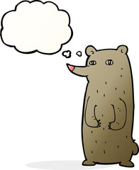 funny cartoon bear with thought bubble