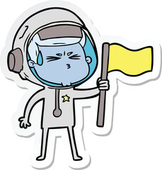 sticker of a cartoon stressed astronaut