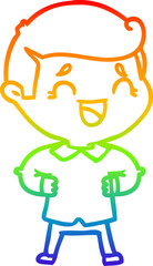 rainbow gradient line drawing cartoon laughing man