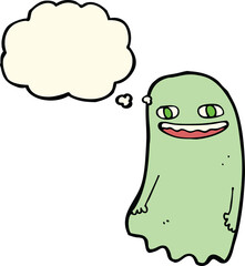 funny cartoon ghost with thought bubble