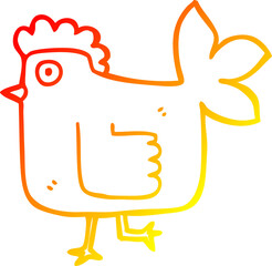 warm gradient line drawing cartoon chicken