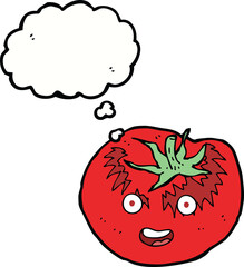 cartoon tomato with thought bubble