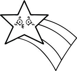 line drawing cartoon shooting rainbow star