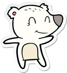 sticker of a smiling polar bear cartoon