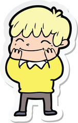 sticker of a cartoon happy boy