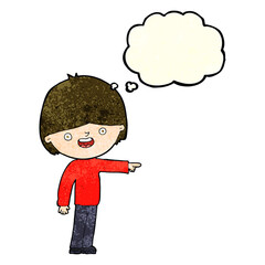 cartoon man pointing with thought bubble