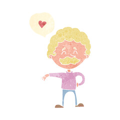 cartoon mustache man in love