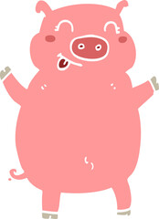 Obraz na płótnie Canvas flat color style cartoon pig