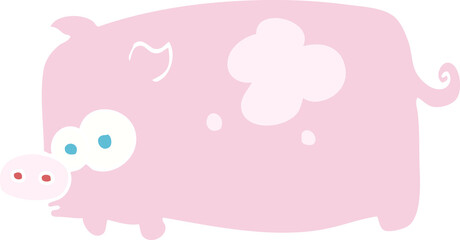 flat color illustration of a cartoon pig