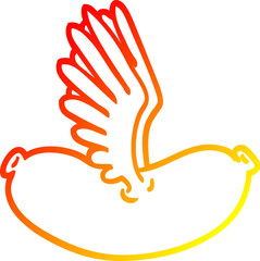 Obraz premium warm gradient line drawing cartoon flying sausage