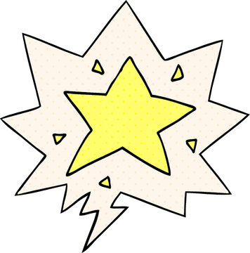 cartoon star and speech bubble in comic book style