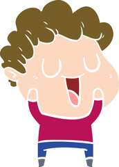 laughing flat color style cartoon man
