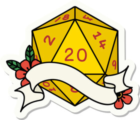 natural twenty D20 dice roll sticker