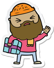 sticker of a cartoon man with beard