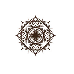 Circular flower mandala pattern for Henna, Mehndi, tattoo, decoration. Decorative ornament in ethnic oriental style. Outline doodle hand draw vector illustration.