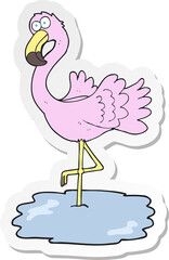 sticker of a cartoon flamingo