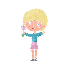 cartoon woman with flower