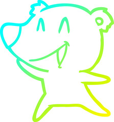 cold gradient line drawing laughing polar bear cartoon