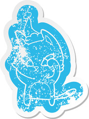 confused cartoon distressed sticker of a cat wearing santa hat