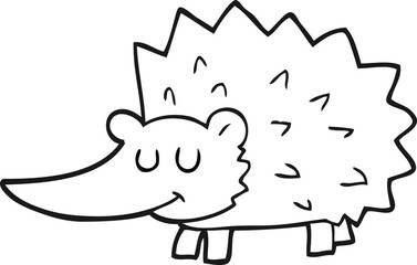 black and white cartoon hedgehog